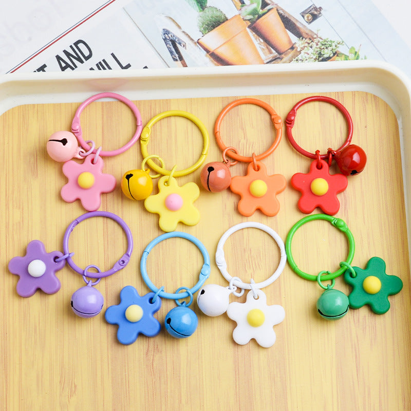 Wholesale Small fresh colorful flower bell keychain